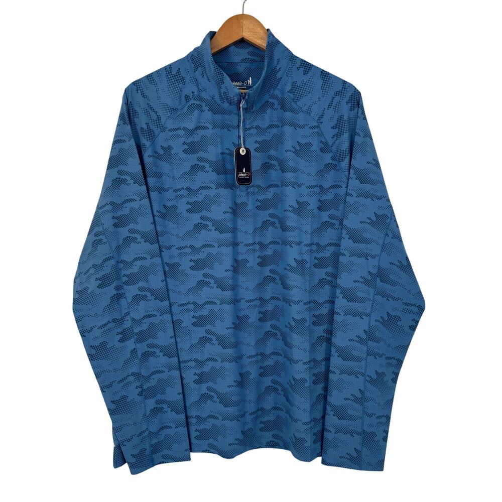 NWT Johnnie-O Talbert Barrels Blue Camo Performance Quarter Zip Pullover XL Golf